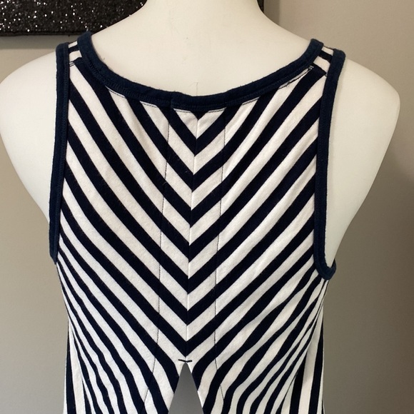 Rag and Bone Kat Split Back Tank Navy Blue and White Stripe Sz S - Picture 9 of 12